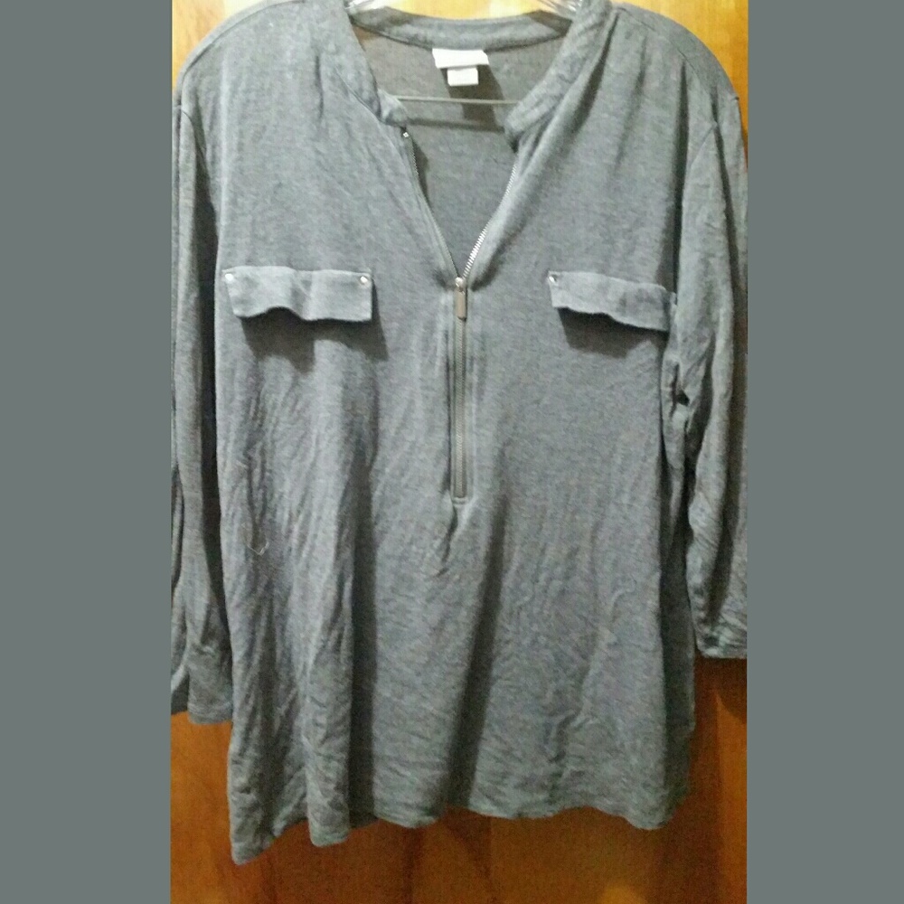 👽 GREY HALF ZIP POCKET SHIRT